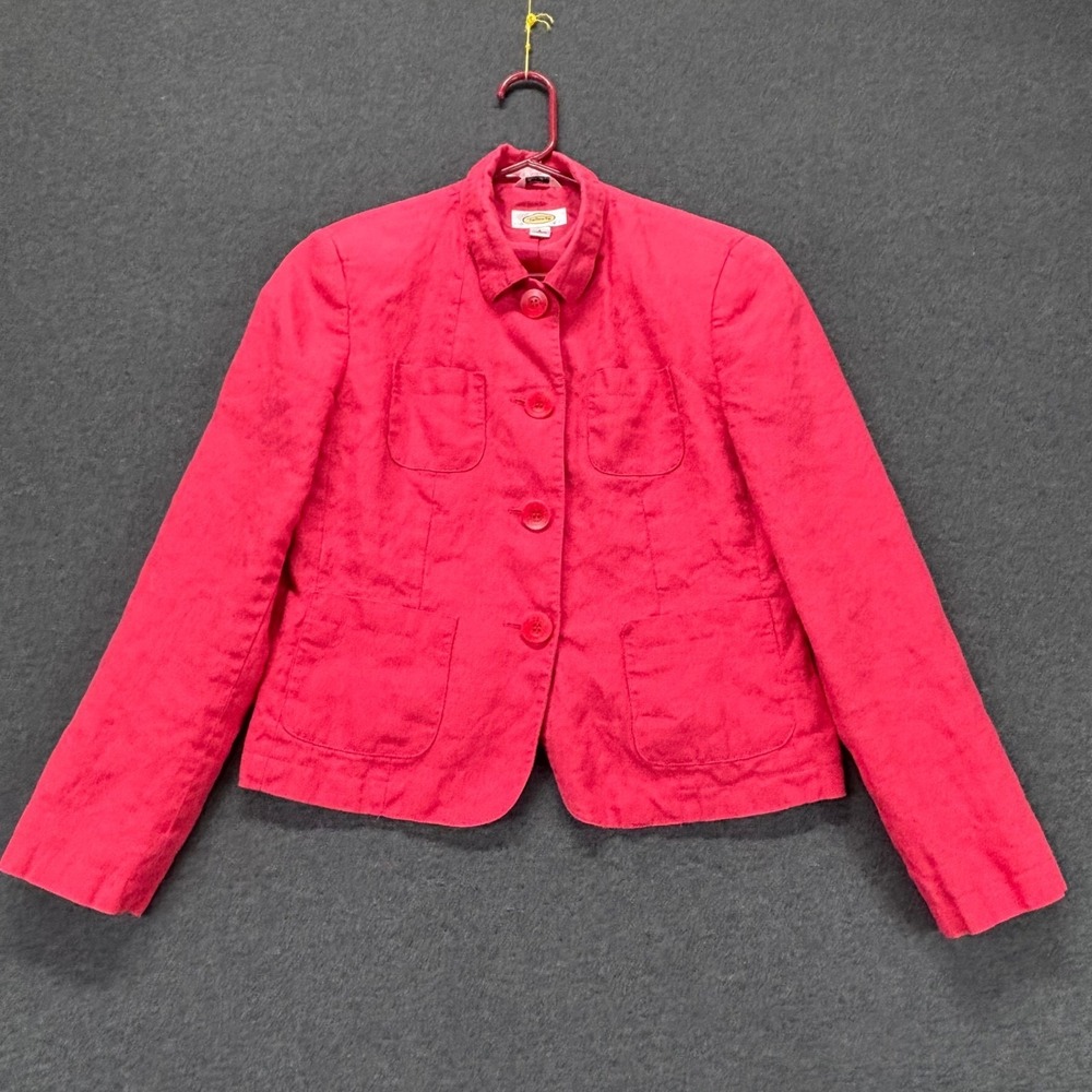 Talbots‎ Jacket Womens 6 Pink Linen Cropped Button Front Patch Pockets resort
